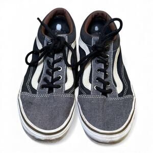 US 5 Vans Old Skool – Black/Gray Canvas Low-Top Waffle Sole